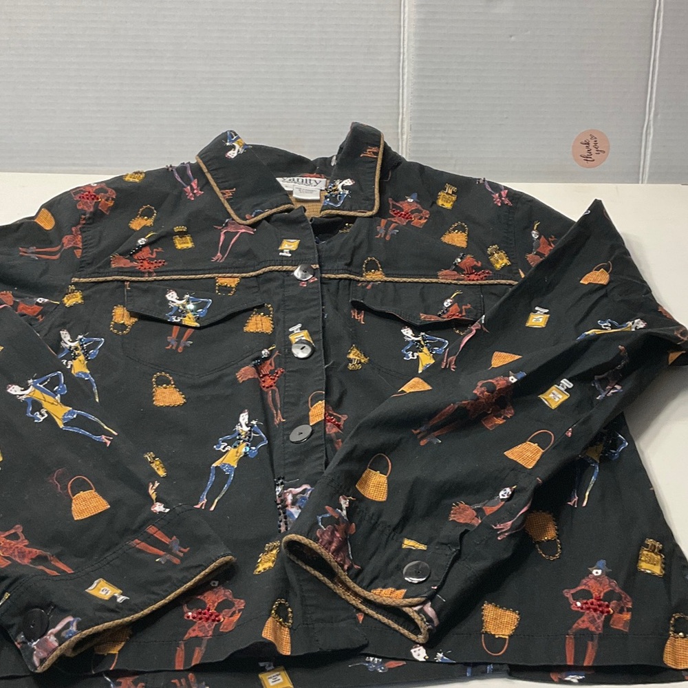 Vanity Black Jacket with Artistic Print